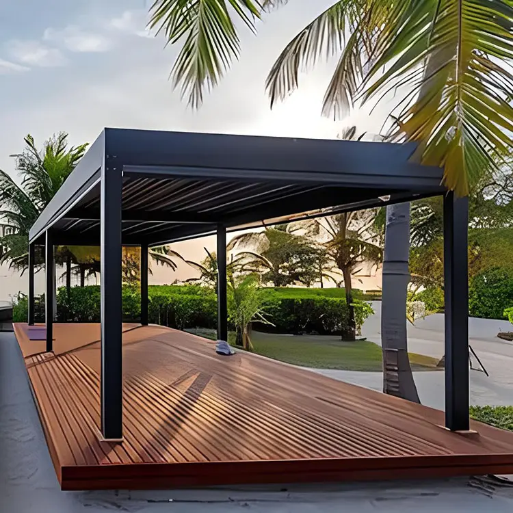 Penutup Awning bioclisatic desain Modern atap Louvre tahan air Pergola aluminium luar ruangan