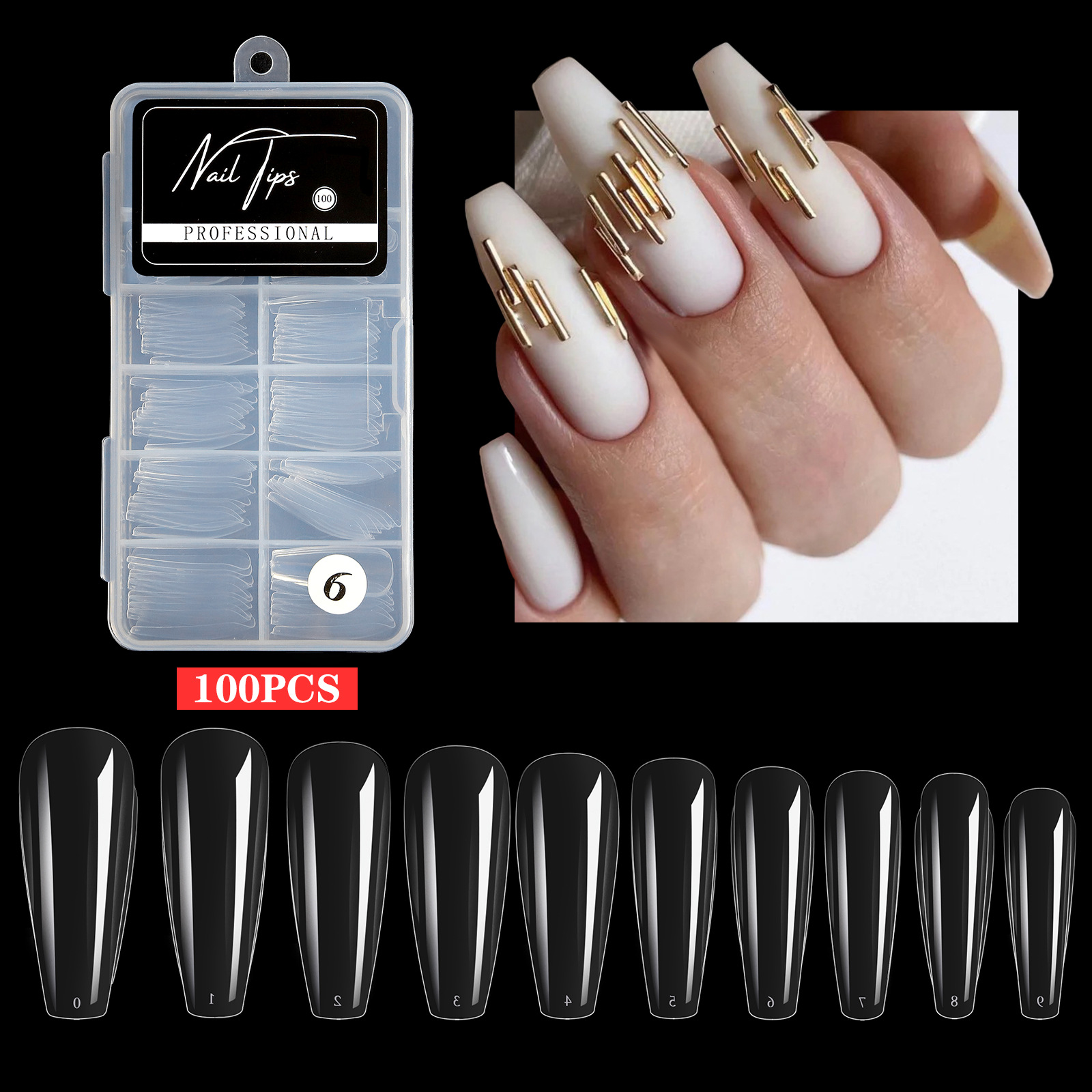 Ballet transparent 100pcs no mark nail