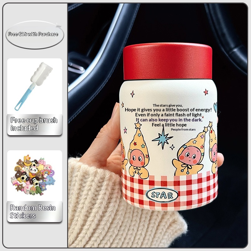 Red checkered star shaped cup brush+3D sticker