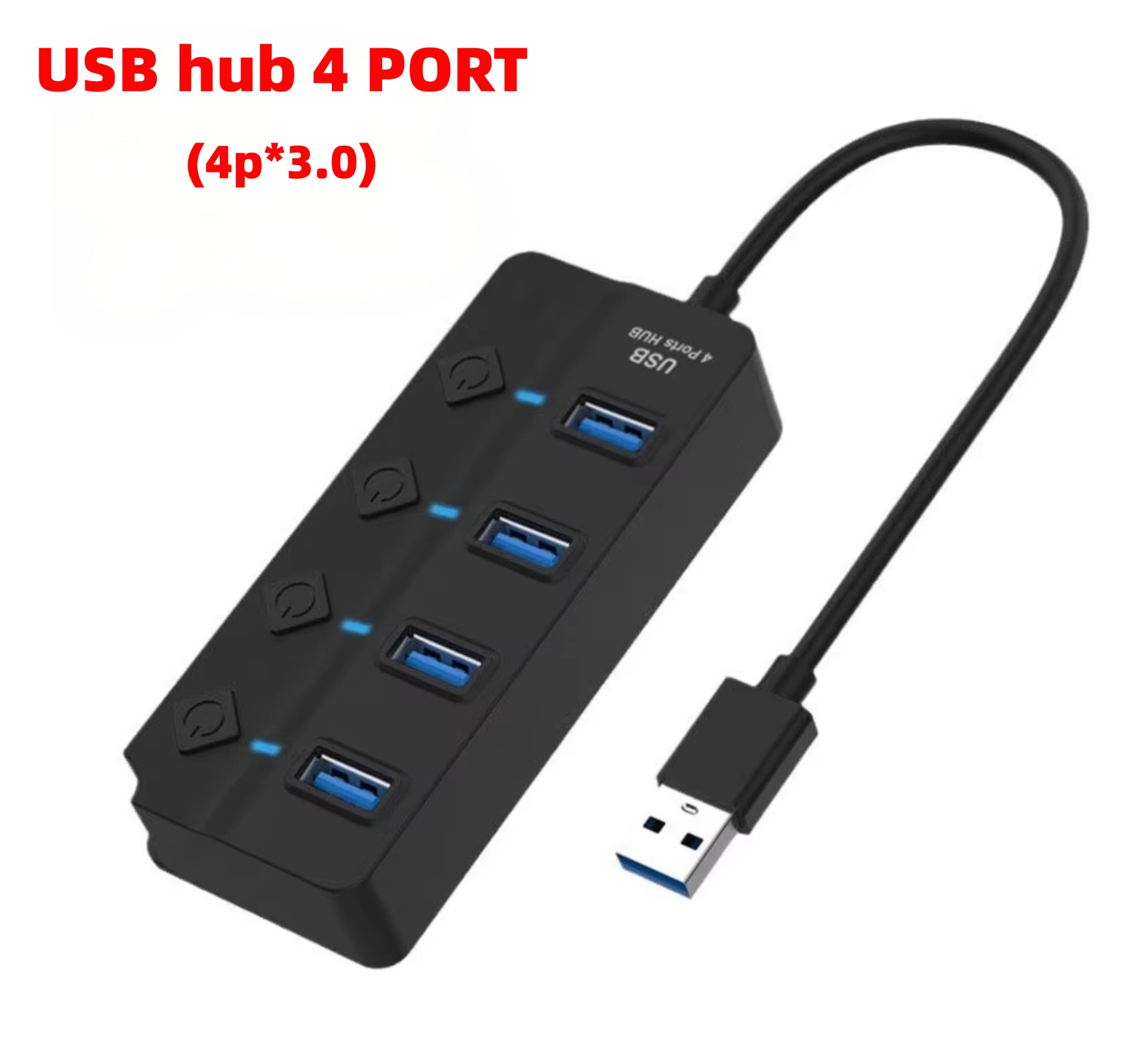 Black USB hub 4 PORT (1p*3.0+3p*2.0)