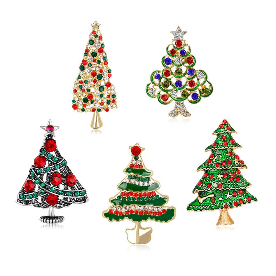Broche arbre de Noël multicolore Broche de Noël en cristal avec strass pour bijoux de vacances Fête de mariage pour femme fille