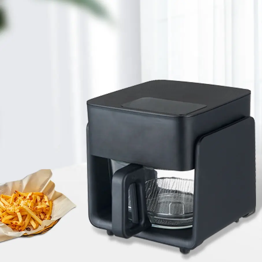 Visible Electric Deep Fryers 4.2L Digital Air Fryer High Boron Glass Air Fryer Electric Touch Control Panel Oven