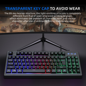 Impermeable Rgb Respiración Luz Negro Gamer Teclado Con Cable Usb Computadora 89 Teclas Oficina Gaming Teclados