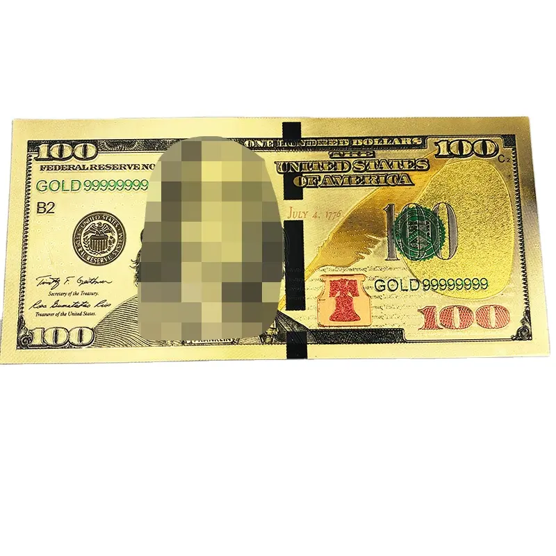 عملة ذهبية على شكل أوراق نقدية من ورق القصدير للدولار الأمريكي, عملات ورقية على الجانبين من الذهب الخالص بنسبة 100 دولار أمريكي مع طباعة ملونة