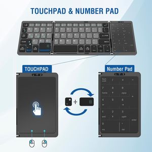 Ultra-Thin Portable Wireless Foldable <strong>Keyboard</strong> Touch Pad <strong>Number</strong> Pad Rechargeable <strong>USB</strong> Bluetooth Mechanically Compatible Android - Product Image 3