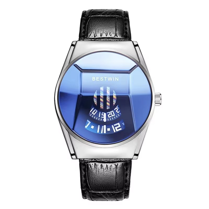Cuir argenté bleu