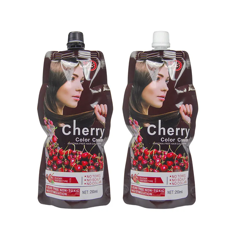 Wholesale No Side Effect 250ml*2 Cherry Color Cream Perfect Cover White Hair OEM Warmly Welcomed