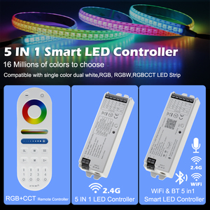 Controlador LED inteligente, atenuador 5 en 1 Tuya, WiFi, BT, 2,4G, RF, remoto inalámbrico para CCT de un solo Color, RGB, RGBW, RGB + tira LED CCT - Product Image 2