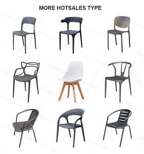 ZUOAN – chaises de salle à manger en polypropylène coloré, Sillas de jardin extérieur moderne empilable Pp Restaurant café chaise nordique en plastique - Product Image 4