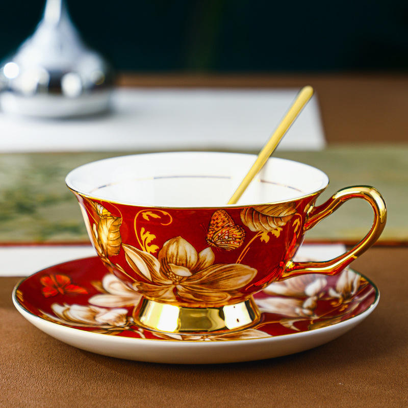 ช้อนจานรองแก้วเดี่ยวสีแดง (แพ็คออเดอร์เมล)