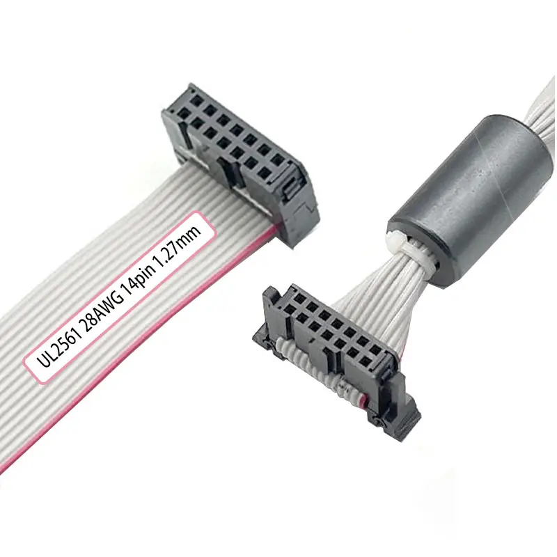 Пользовательские fc 2,54 мм Шаг 28 awg pbt черный кабель Магнитная Петля ul2561 14pin 1,27 мм idc жгут проводов