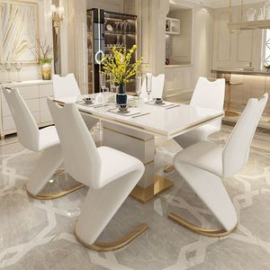 Nordic Modern Luxury Dining <strong>Table</strong> Chair <strong>Set</strong> 4-6 Seats MDF Marble Glass Wood Metal Apartment <strong>Tables</strong> <strong>Table</strong> - Product Image 1