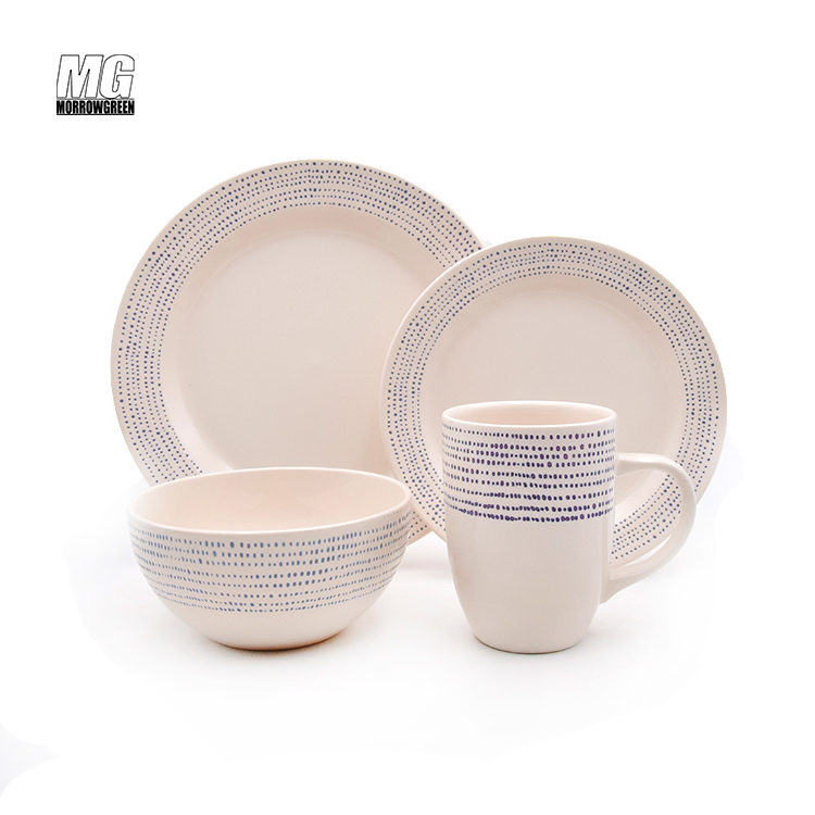 Wholesale Stoneware Pad Printing Dinner Set Western Dinnerware Set Ceramic Plates Sets Dinnerware