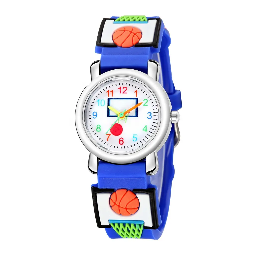 Низкая цена, стильные милые детские часы для баскетбола с 3D рисунком, силиконовые спортивные часы для мальчиков