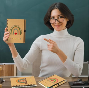 Bloc de notas con logotipo personalizado, cuaderno A6 de papel Kraft, notas adhesivas con bolígrafo y notas adhesivas