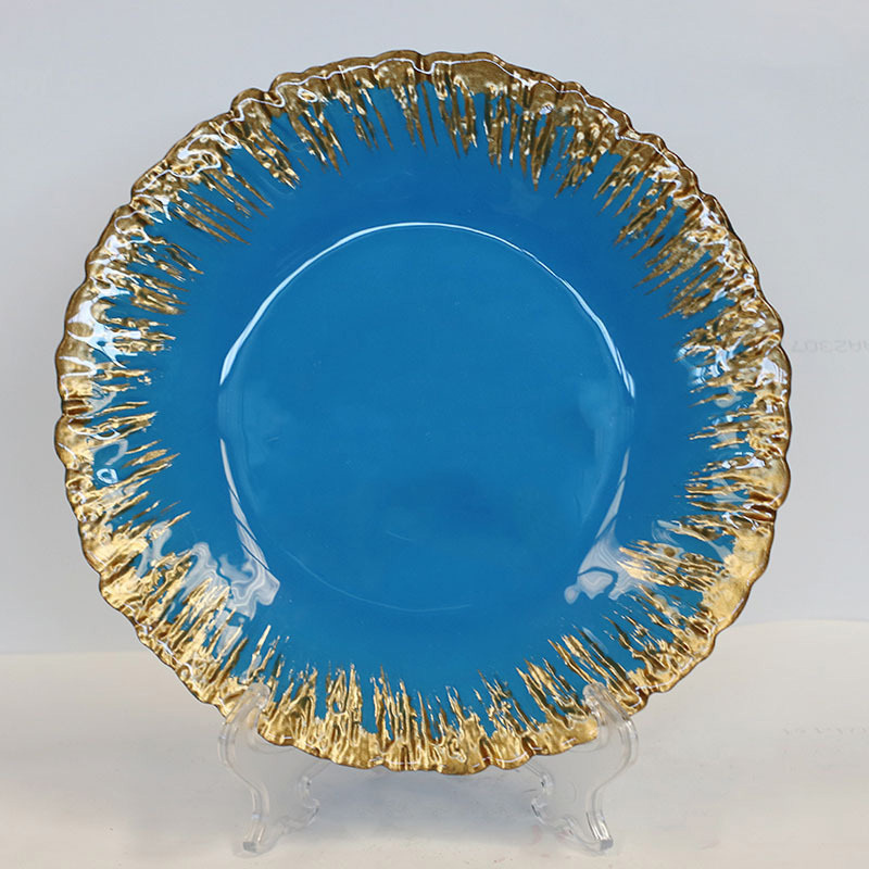 Bordure dorée avec base bleu lac