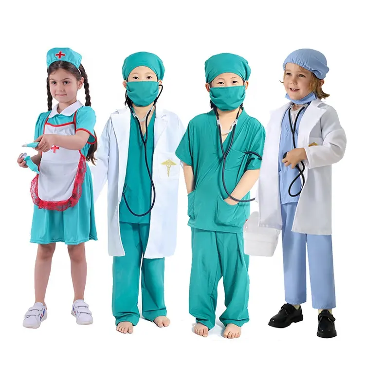 Carnival Cosplay Career Surgeon lab Costume Boys Halloween Occupational Uniform Doctor Nurse Kids Party Costume with Stethoscope