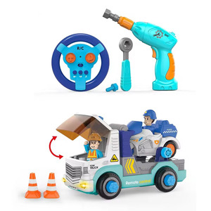 Dowellin DIY kök oyuncaklar eğitim Diy ayrı almak kamyon uzaktan kumanda mühendislik römork 2.4g montaj Rc araba
