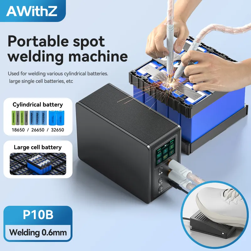 Awithz Mini machine de soudage par points Écran LCE réglable à 80 niveaux 1.0mm 15A Vitesse de charge Préchauffer 1-10 pour le genre de soudage