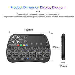 Topleo OEM Mini teclado portátil RGB LED colorido retroiluminado touchpad inalámbrico de mano teclado Android TV box Mini teclado - Product Image 6