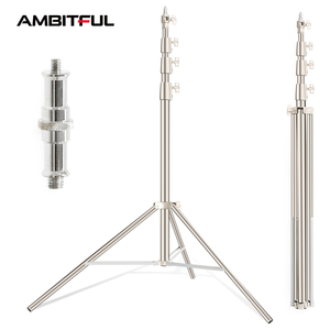 AMBITFUL 4m不锈钢重型轻型支架三脚架1/4和3/8螺钉负载10公斤，适用于工作室闪光软盒连续灯 - Product Image 1