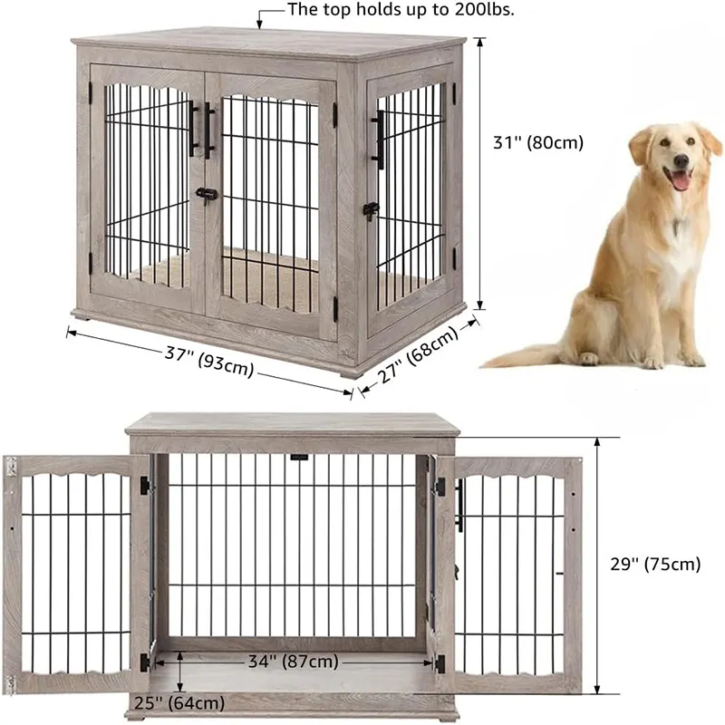 Современный дом для собак комнатная кровать для собак мебель для домашних животных деревянная клетка для собак