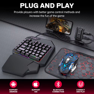 TWOLF TF900 Wired <strong>Keyboard</strong> and <strong>Mouse</strong> with 3-color Mixing Backlight Gaming <strong>Keyboard</strong> One Hand Mobile Phone Game Converter - Product Image 6
