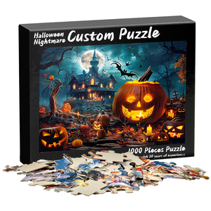Proveedor personalizado cartón papel <span class=keywords><strong>Halloween</strong></span> rompecabezas 1000 piezas paisaje rompecabezas juego para adultos - Product Image 1