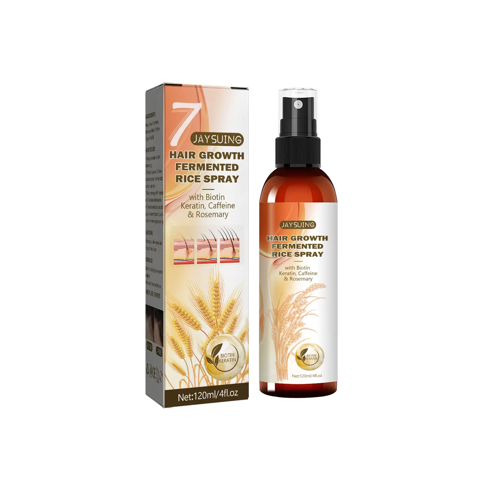 JAYSUING Rice Water Spray para el cabello Herbal Hair Growth Fermented Rice Water Spray 120ml