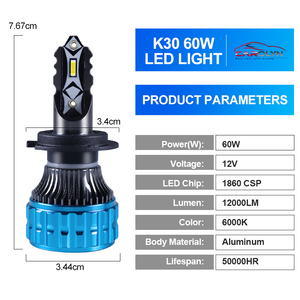 ไฟหน้า LED 9005 360สว่างสุดๆไฟหน้า LED HB3 HB4 HB3 9005 9006 9012ไฟหน้า LED แบบ H7 60W Canbus - Product Image 6