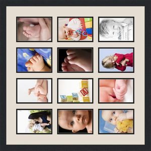 Art to <strong>Frames</strong> Double-Multimat-227-860/89-FRBW26079 Collage Photo <strong>Frame</strong> Double Mat with <strong>12</strong>-3.5x5 Openings and Satin Black <strong>Frame</strong> - Product Image 3