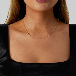 Altın eğimli çapraz kolye Link zinciri ile farklı <span class=keywords><strong>L</strong></span> 14.5CM W 23.5CM uzun yan toplam uzunluğu 40 + 5CM yapılan pirinç N0038