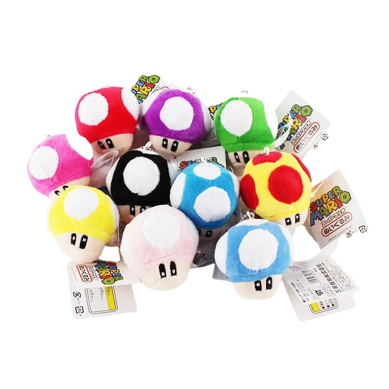 10 Colors Mushroom Plush Keychain Super Mario Plush Toys