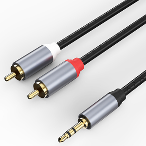 HiFi 3.5毫米插孔至2RCA Y电缆立体声辅助至RCA单声道适配器线，用于扬声器汽车DVD平板电脑放大器音乐播放器 - Product Image 1
