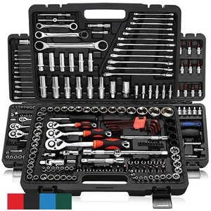 专业手动工具扳手盒装汽车套件151pcs 1/2 “& 3/8 & 1/4” 汽车修理工具套筒扳手工具组 - Product Image 1