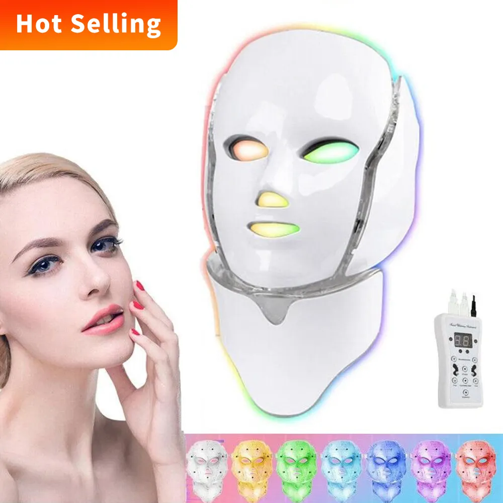 Máscara de led para tratamento de spa, dispositivo de tratamento facial de luz vermelha com 7 cores