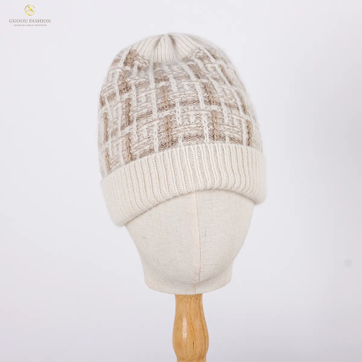 Nuovi accessori modello quadrato cappello colorato lavorato a maglia in lana Cashmere costola caldo inverno cappello lavorato a maglia