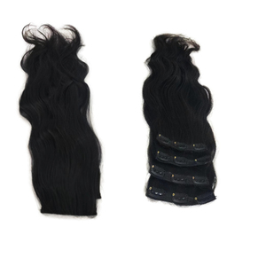 生头带夹接发人发130g 150g 100g天然波浪人发黑色女性 - Product Image 2