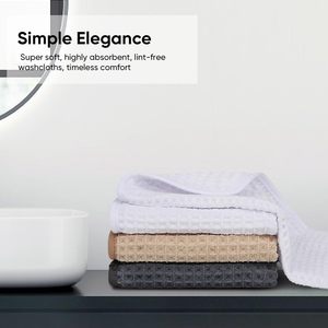 HOMEXCEL 4-Pack Grey Waffle Microfiber Face <strong>Towels</strong> 12x12 Inch Bathroom Lint-Free Highly Absorbent Quick Dry Cloths for Spa for - Product Image 5