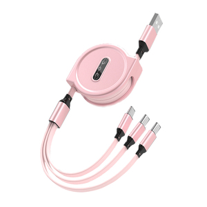 สายชาร์จ3-in-1แบบยืดหดได้1เมตรมีสามอินเตอร์เฟซที่พกพาง่ายสายข้อมูลโทรศัพท์มือถือ - Product Image 1