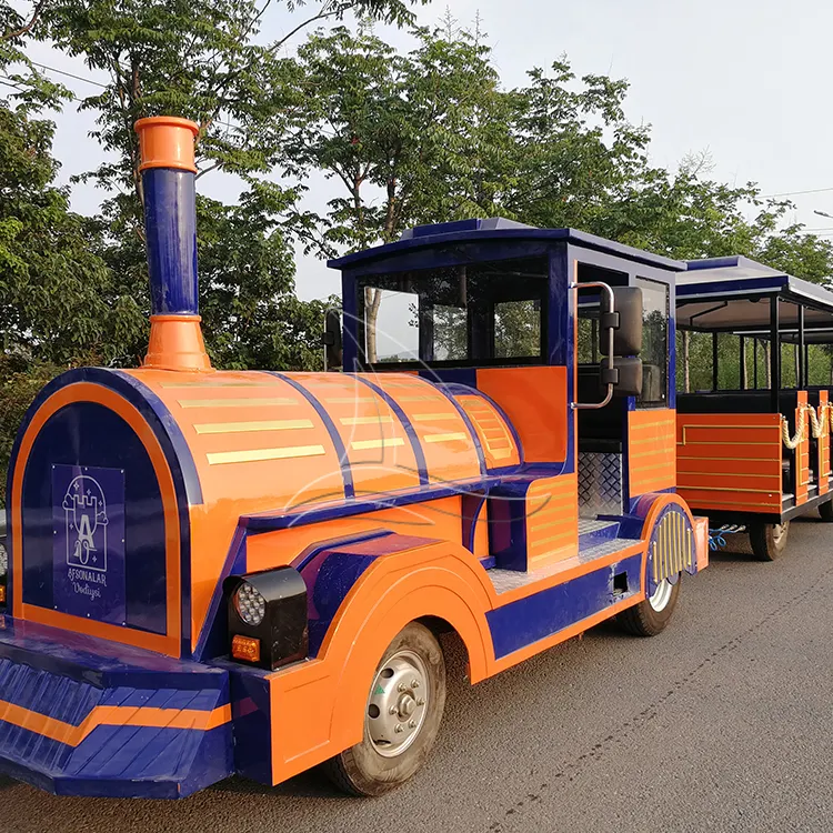 Trackless train amusement equipment for theme parks