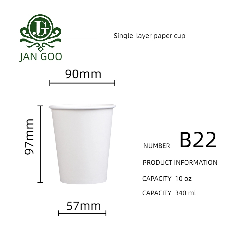 B22: vaso de papel de una sola capa de 10 oz