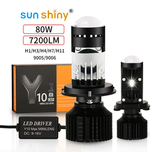 Sunshiny 1.<strong>5</strong>'<strong>LED</strong> Y10MAX H4 <strong>LED</strong> Mini Projector Lens 80W 16000LM <strong>LED</strong> Headlight Projector Bulb Mini Bi <strong>LED</strong> Lens Bulb for Auto H4 H7