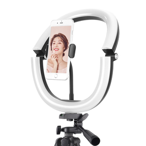 10,12in halka ışık ile tripod standı dim <span class=keywords><strong>led</strong></span> kapalı mobil canlı yayın makyaj selfie fotoğraf katlanabilir yarım ay lambası