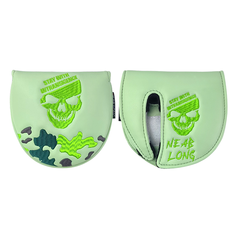 Funda para putter mallet semicircular - Calavera verde