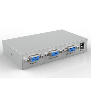 Divisor VGA de 2 puertos, divisor de vídeo accionado con adaptador de CA de 1 a 2 VGA, duplicador compatible con resolución de 1920x1440, ancho de banda de 150 MHz