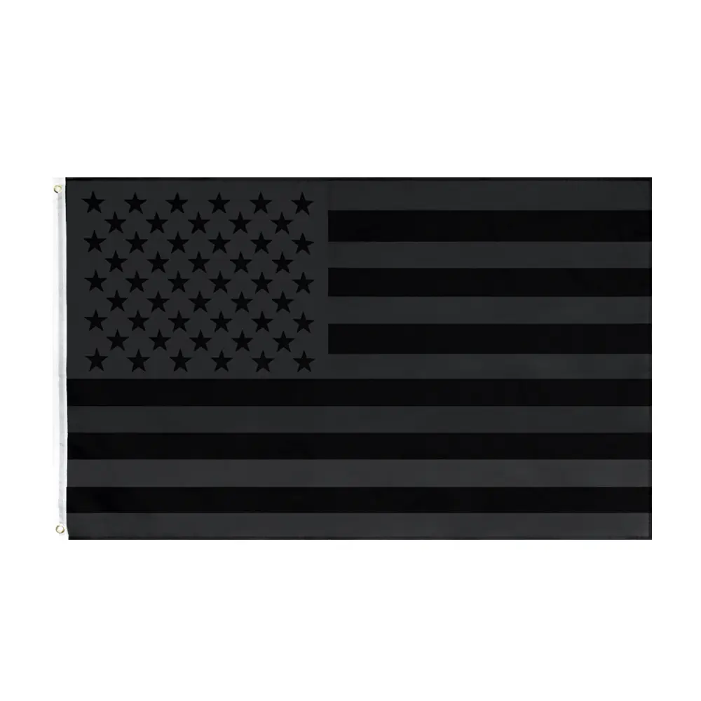 Prêt à Expédier 100% Polyester 3x5ft Stock Imprimé USA Tout Noir Drapeau Américain