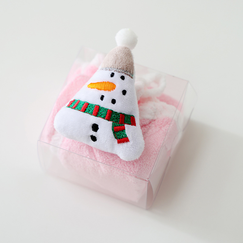 Boîte en PVC bonhomme de neige rose
