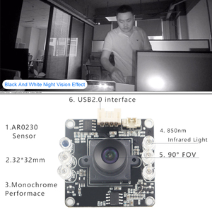 Stock di fabbrica 2Mp WDR AR0230 850nm IR CUT Led modulo fotocamera grandangolare 1080p HD sensore di immagine digitale a infrarossi Usb modulo fotocamera - Product Image 3
