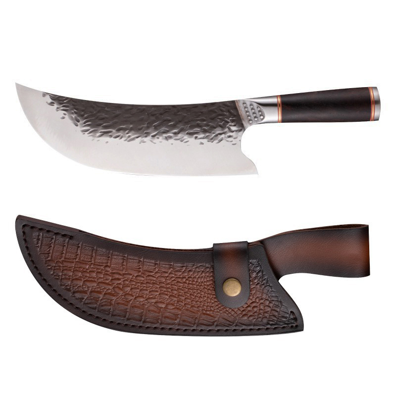 Coltello per braciole di maiale infilzate + fodero per coltello